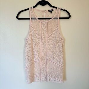 Express | Vintage Pink Lace Sheer Tank Top | Size Small